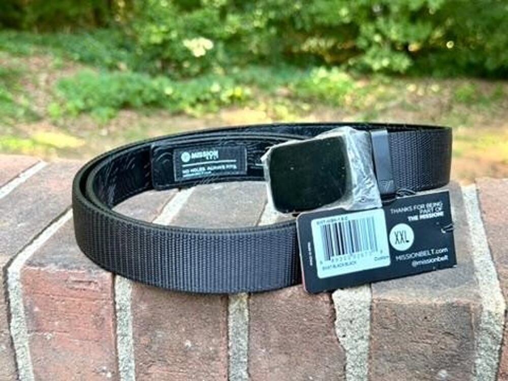 NWT Mission Belt Swat Black Nylon Ratchet Belt Mens XXL 40mm No Holes Adjustable